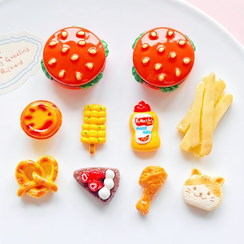 Resin Art Beach Theme - Kreskówkowe 3D Burger Frytki Żywiczne Akcesoria