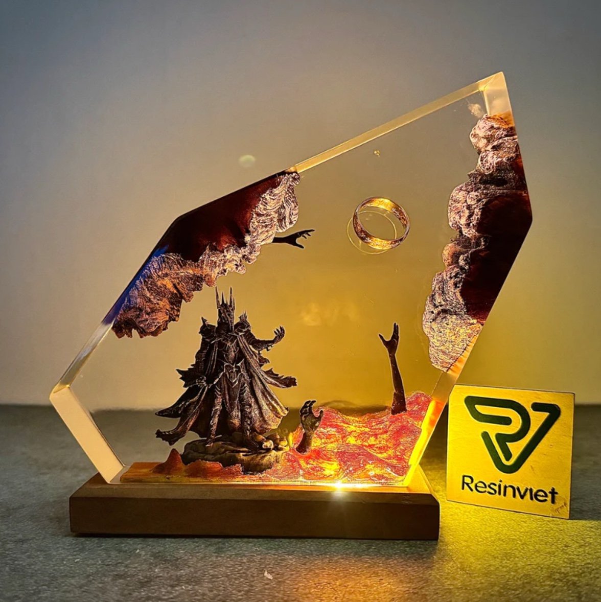 Resin Art Lamp - Lampa stołowa z żywicy z motywem