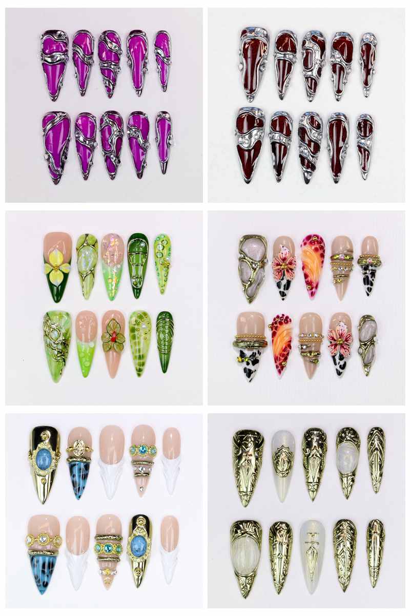 Resin Art And Design - 10 szt. Długie sztuczne paznokcie typu