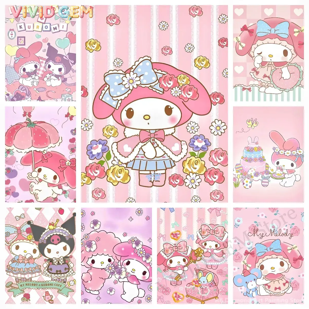 Resin Art Gift - Diamentowa Mozaika My Melody Sanrio, Ręcznie