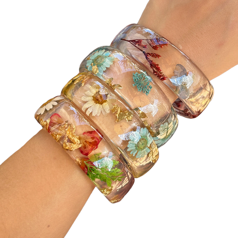 Vintage Flower Leaf Transparen – Resin Art Bracelet recenzja i cena