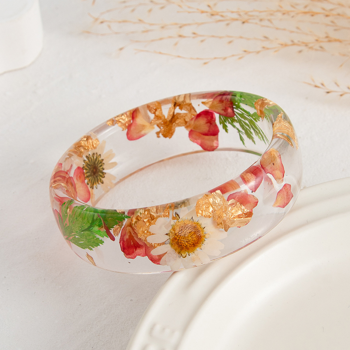 Vintage Flower Leaf Transparen – Resin Art Bracelet recenzja i cena